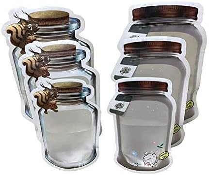 50 Pieces Stand Up Mason Jar Pattern Ziplock Bags Plastic Pouch Cute Bottle Shape Smell Proof Packaging Pouches (Flower,6.7x9.6 Inch) - Image 6