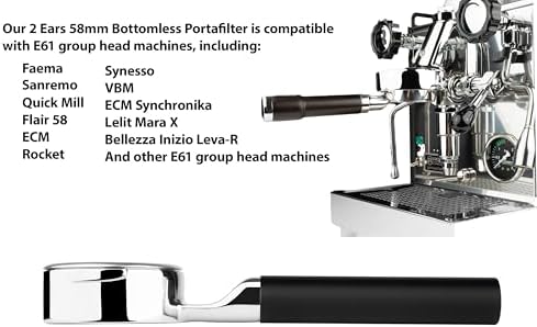 LILQ 58mm Bottomless Naked 2 Ears Lay Flat Portafilter Compatible with Profitec GO and E61 Grouphead Machines– Includes 18–20g Basket - (Walnut, 58mm For E61) - Image 3