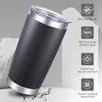 20 oz Tumblers Bulk Stainless Steel Tumbler with Lid Double Wall Vacuum Insulated Coffee Mug 20oz Powder Coated Cup for Hot and Cold Drinks, Black, 12 pack - Image 4