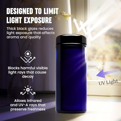Infinity Jars 1 L Airtight Coffee Canister, UV Glass Coffee Bean Storage - Image 4