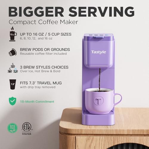 Tastyle Single Serve Coffee Maker Hot and Iced with Bold Brew, Up to 16 Oz - Image 2