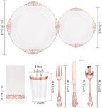YOUBET 700PCS Rose Gold Plastic Dinnerware Set for Wedding Party - Image 2