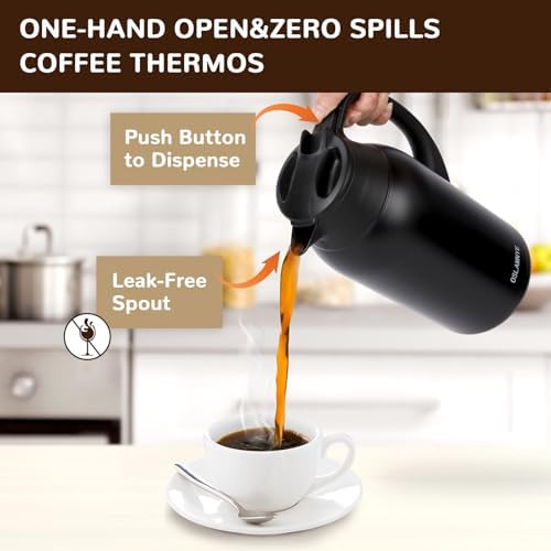 316Stainless Steel Coffee Carafe 84oz - 12 Hours Hot & 24 Hours Cold Black - Image 3
