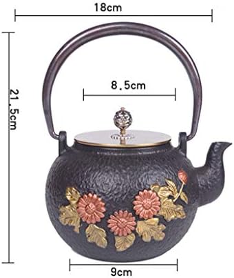 Classic tea kettle, Cast Iron Teapot,Cast Iron Tea Pot, Japanese Tetsubin Tea Kettle Durable Cast Iron Teapot with Fully Enameled Interior (1200ml), Black - Image 2