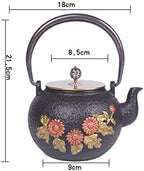Classic tea kettle, Cast Iron Teapot,Cast Iron Tea Pot, Japanese Tetsubin Tea Kettle Durable Cast Iron Teapot with Fully Enameled Interior (1200ml), Black - Image 2