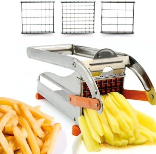 ICO Large French Fry Cutter, 3-blade Potato Slicer, Non-Slip French Fry Cutter For Whole Potatoes, Stainless Steel French Fry Press by ICO