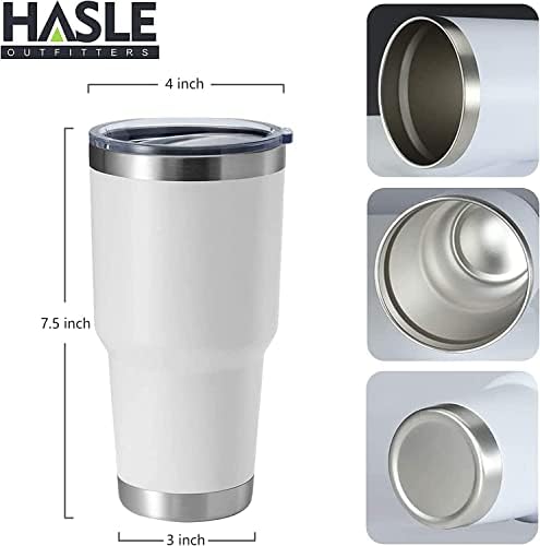 HASLE OUTFITTERS 30oz Stainless Steel Tumbler, Double Wall Vacuum Insulated Travel Mug Tumbler, Durable Insulated Coffee Mug, Gift Box Set (White, 12) - Image 3