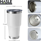 HASLE OUTFITTERS 30oz Stainless Steel Tumbler, Double Wall Vacuum Insulated Travel Mug Tumbler, Durable Insulated Coffee Mug, Gift Box Set (White, 12) - Image 3
