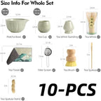 10 Pcs Matcha whisk Set,13 OZ,With 2 Cups,Complete Matcha Kit Set for Matcha Tea Ceremony,Elegant Matcha Tea Set for Tea Lovers（Green） - Image 3