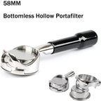58MM Coffee Machine Portafilter Handle,Compatible With Gaggia,Coffee Machine Modified Handle Filter Bottomless Hollow Portafilter Stainless Steel Filter(58mm-grey) - Image 2