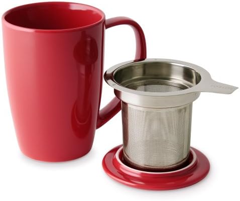 FORLIFE Curve Tall Tea Mug with Infuser and Lid 15 ounces, Red - Image 2