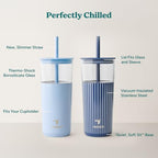 REDUCE Aspen - 20oz Vacuum Insulated Glass Tumbler - Extra Wide Straw & Lid - Image 3