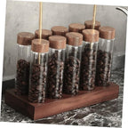 Angoily Glass Coffee Bean Vials with Lids, Wooden Stand Display - Image 4