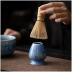 1-8PCS Glaze Matcha TeaSet With Strainer Spoon Bowl Reusable Whisk Holder Set(8PCS-GN) - Image 4
