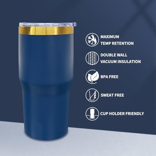 20 oz Tumbler Bulk Stainless Steel Tumblers with Lids and Straws Navy - Image 3