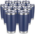 20 oz Tumbler Stainless Steel Tumblers Bulk with Lid Double Wall Insulated Coffee Tumbler Cups for Hot & Cold Drinks Powder Coated Travel Coffee Tumbler Mug Metal (Navy Blue, 12 pack) by VQRRCKI