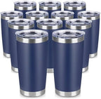 20 oz Tumbler Stainless Steel Tumblers Bulk with Lid Double Wall Insulated Coffee Tumbler Cups for Hot & Cold Drinks Powder Coated Travel Coffee Tumbler Mug Metal (Navy Blue, 12 pack) by VQRRCKI