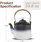 ZENS Ceramic Teapot with Infuser, 33.8oz Japanese Teapot for Loose Leaf Tea - Image 4