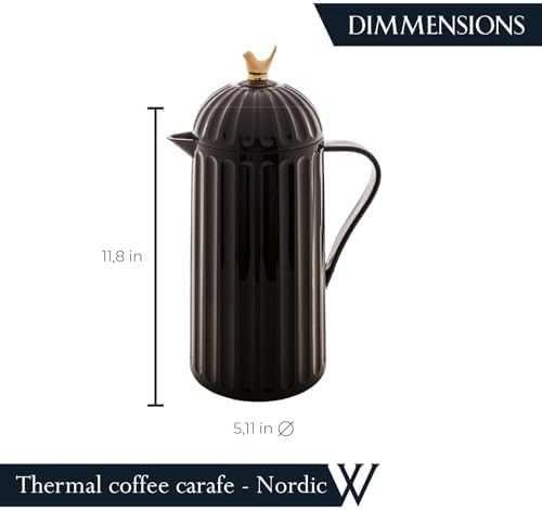 WOLFF - Bird Thermal Coffee Carafe - Hot or Cold Drinks, Plastic Exterior and Glass Insulation Lining Flask Coffee Dispenser, Thermal Bottle for Beverages, Tea and Water Pitcher- Black, 34floz/1L - Image 4