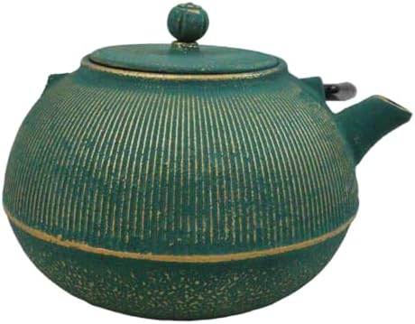 Ebros Gift Traditional Oriental Tetsubin Cast Iron Teapot With Enameled Interior 27oz Asian Japanese Chinese Fusion Housewarming Tea Pot Accent (Tokusa Green And Gold Gradient) - Image 5