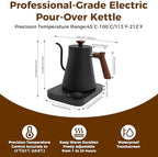 Gooseneck Electric Tea Kettle with Pour Over Pot with LED & Precise 1°F Temp Control,Keep Warm, Hot Water Kettle for Home/Office 304 Stainless Steel (Black) - Image 2