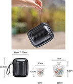 Clear Glass Teapot Tea Set with Removable Infuser Borosilicate Glass Tea Kettle, Includes 4 Ceramic Tea Cups and A Portable Travel Bag,Style 3,Style 7 - Image 6