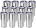 DOMICARE 20oz Tumbler with Lid Stainless Steel Tumblers Bulk, Double Wall Vacuum Insulated Coffee Travel Mug, 12 Count (Pack of 1) Stainless Steel by VisittheDOMICARE