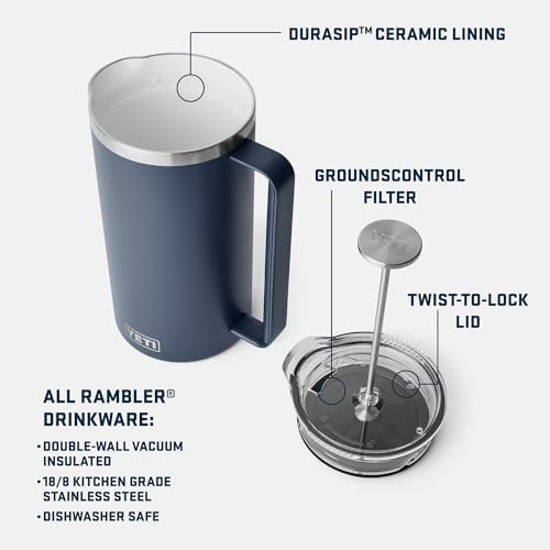 YETI Rambler 64 oz. French Press Coffee Maker, Big Wave Blue - Image 2