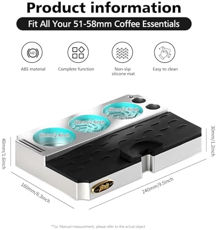 Bincoo Espresso Tamping Station - Lightweight Organizer with Removable Mat, Fits 58/54/53/51mm Portafilters, Tmaper, Non-Slip Base, Compact Coffee Bar Space Saver - Image 4