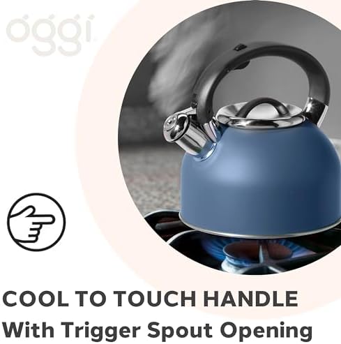 OGGI Tea Kettle for Stove Top - 64oz / 1.9lt, Stainless Steel with Loud Whistle, Ideal Hot Water Kettle and Water Boiler - Blue - Image 6