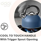 OGGI Tea Kettle for Stove Top - 64oz / 1.9lt, Stainless Steel with Loud Whistle, Ideal Hot Water Kettle and Water Boiler - Blue - Image 6
