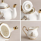 fanquare 21 Pieces British Porcelain Tea Set, Gold Tulip Tea Service for Afternoon Tea Party, 6 Teacup and Saucers for Coffee Home Wedding Birthday - Image 2