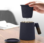 Ceramic Tea Cup Strainer Tea Ball Strainers Anti Rust Separation Net Loose Tea Fine Mesh Tea Strainer for Office Home (Blue) - Image 4