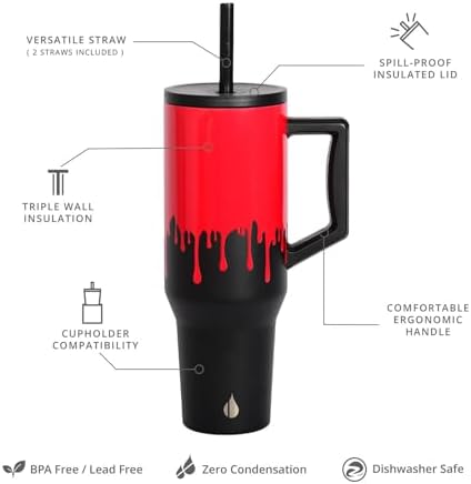 Elemental Spill Proof 40oz Insulated Tumbler with Handle & Straw Travel Mug - Image 2