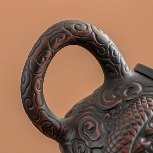 Tea Kettle Retro Purple Pottery Hand-embossed Xianglong Teapot For Household Tea Drinking Ceramic Tea Infuser - Image 3