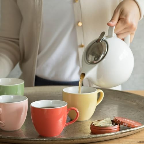 Zero Japan 34 oz Ceramic Teapot with Infuser for Loose Tea - Smooth-Pour Spout, Dishwasher Safe Large Ceramic Loose Leaf Tea Pot (Stainless Steel Infuser & Lid Removable), White - Image 2