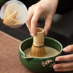 Matcha Whisk Set,8 Pcs Ceramic Matcha Set for Ceremony,Matcha Whisk kit with Bowl,Bamboo Whisk and Holder,Scoop,Sifter,Gift for Matcha Lovers Family and Friend Green - Image 4