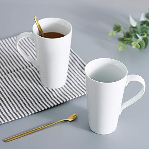 Buyajuju Large Coffee Mugs Set, 16 OZ Tall Coffee Cups with Handle,White Coffee Mugs Set of 4 for Coffee, Tea, Cocoa, Latte, Milk - Image 4