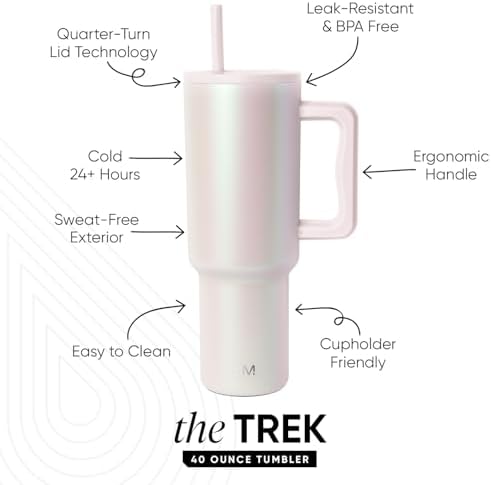 Simple Modern Tumbler with Handle and Straw | 40oz | Pearlescent - Image 2