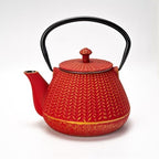 Urban Tokyo 32 fl oz Cast Iron Teapot Japanese Style Red Tetsubin Tea Kettle with Chevron Pattern, Stainless Steel Infuser, Stovetop Safe, Red with Gold Accents, Excellent Heat Retention - Image 4