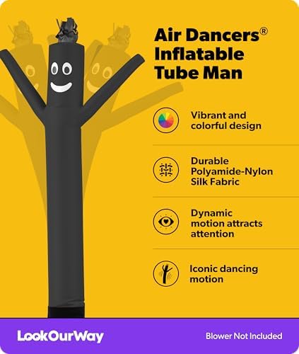 LookOurWay Air Dancers Wacky Waving Inflatable Tube Man Attachment - 7 Feet Tall Advertising Air Dancer Waving Man Inflatable Tube Guy - Blower Not Included - Black - Image 2