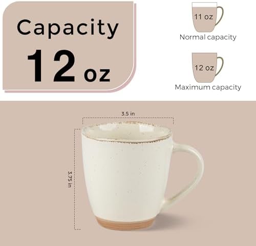 AmorArc 12oz Ceramic Coffee Mugs set of 6, Stylish Coffee Mugs with Rustic Terracotta Underside for Latte/Cappuccino/Milk/Cocoa, Dishwasher&Microwave Safe, Light Beige - Image 3