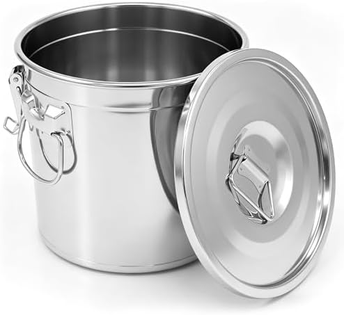 304 Stainless Steel Airtight Food Storage Container with Locking Lid & Clips 5.55gal/21L Large Kitchen Jar for Rice, Flour, Sugar, Grain, Coffee Beans by STILEALUS