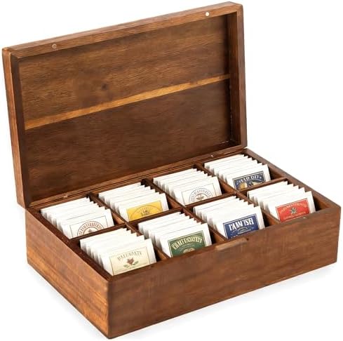 Acacia Wood Tea Bag Organizer with Compartments by liberty