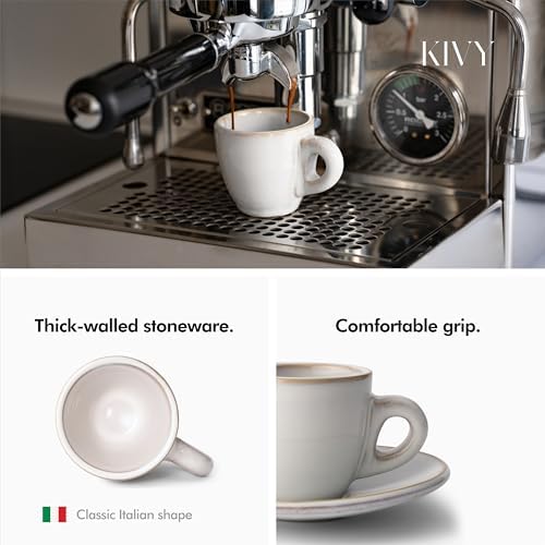 KIVY Espresso Cups Set 4x 3oz - Thick Walled Stoneware - Dishwasher Safe - Image 2