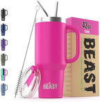 Beast 42 oz Tumbler with Handle Stainless Steel Vacuum Insulated Coffee Ice Cup Double Wall Travel Flask (Cupcake Pink) by GreensSteel