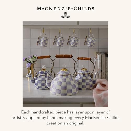 MACKENZIE-CHILDS Tea Kettle, 2 Quarts, Purple-and-White Violet Check - Image 6