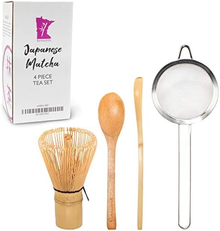 BambooMN Japanese Matcha Tea Set - Chasen + Strainer + Spoon + Scoop - 10 Sets by BambooMN