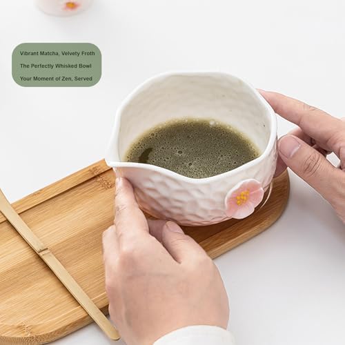 8-Piece Matcha Set - Portable Travel Tea Gift Box (Chawan, Bamboo Whisk, Chashaku, Sifter, Tea Caddy, Plate, Carry Bag) - Matcha Whisk Set (Yellow) - Image 7