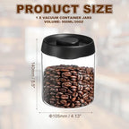 uxcell Coffee Vacuum Container, 900ml/30oz Glass Coffee Bean Storage Container with Lids for Spices Biscuits Loose Leaf Tea, Black - Image 2